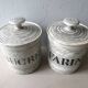 Set of 2 ceramic kitchen pots, Salins, 1950s