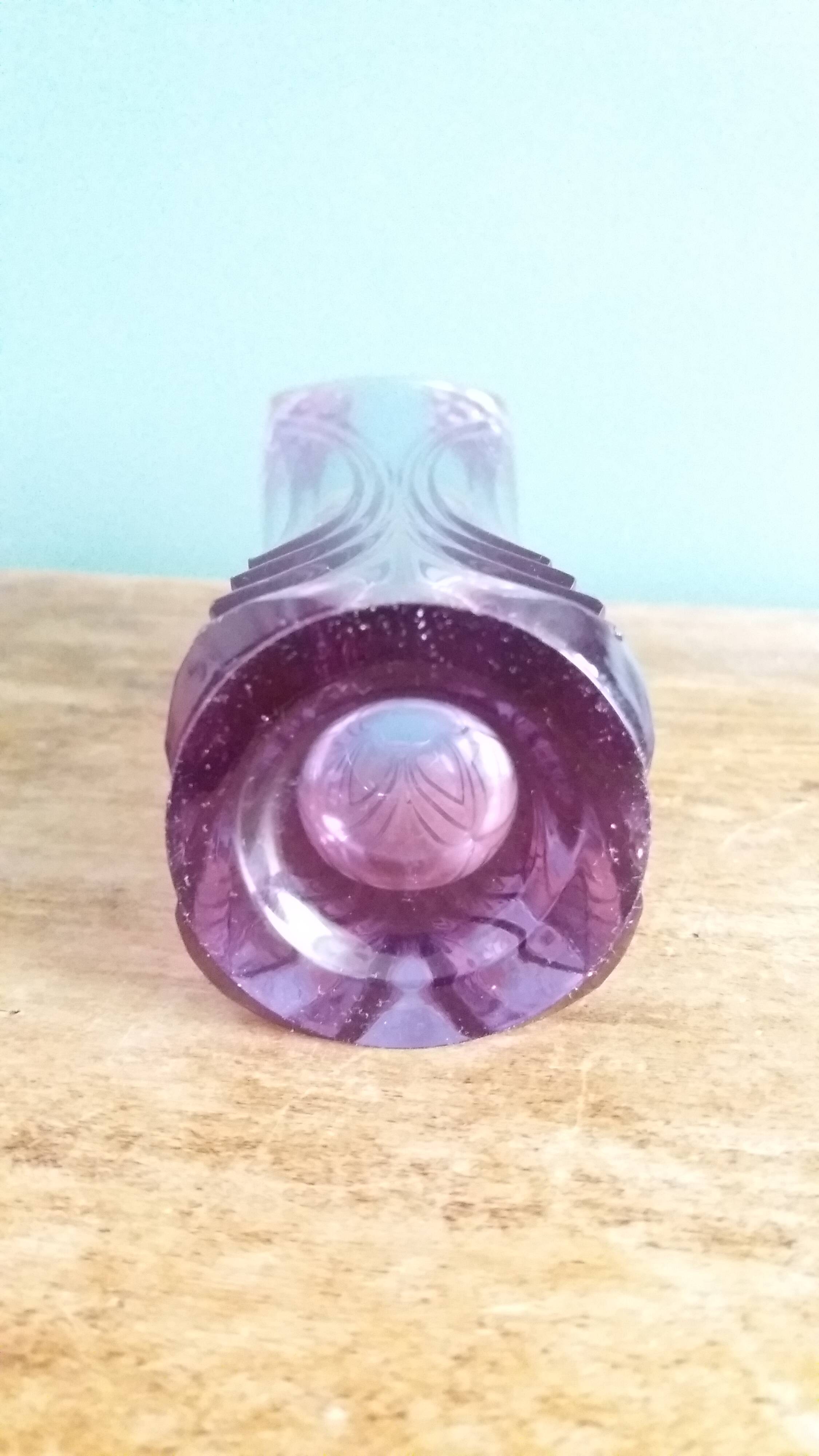 Violet mauve cut crystal soliflore vase, Cristal d’Arques