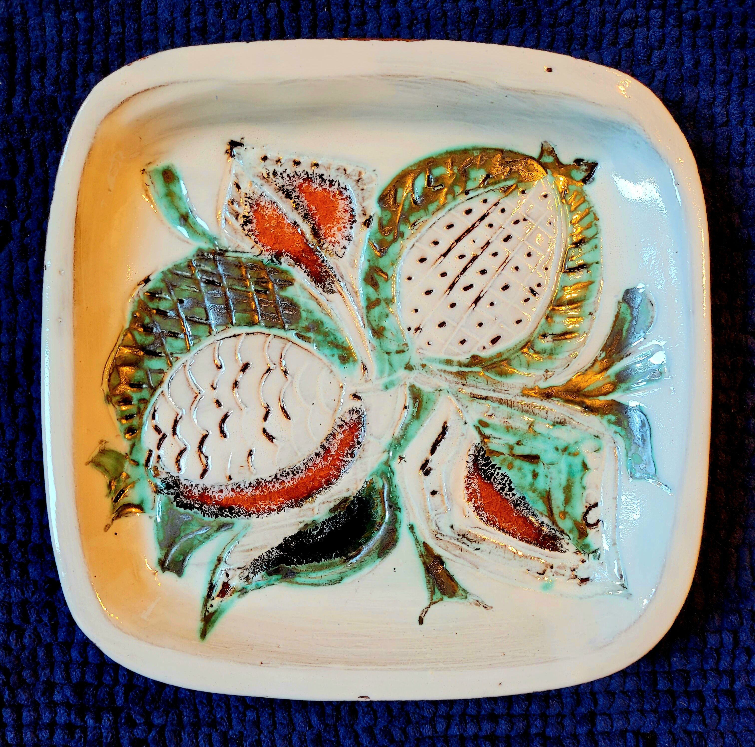 Old vintage ceramic dish Vallauris 50s 60s