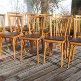 10 baumann chairs no. 12 black faux leather light beech