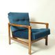 Fauteuil scandinave bleu marine velvet 1965  Z. Baczyk design chaise de salon