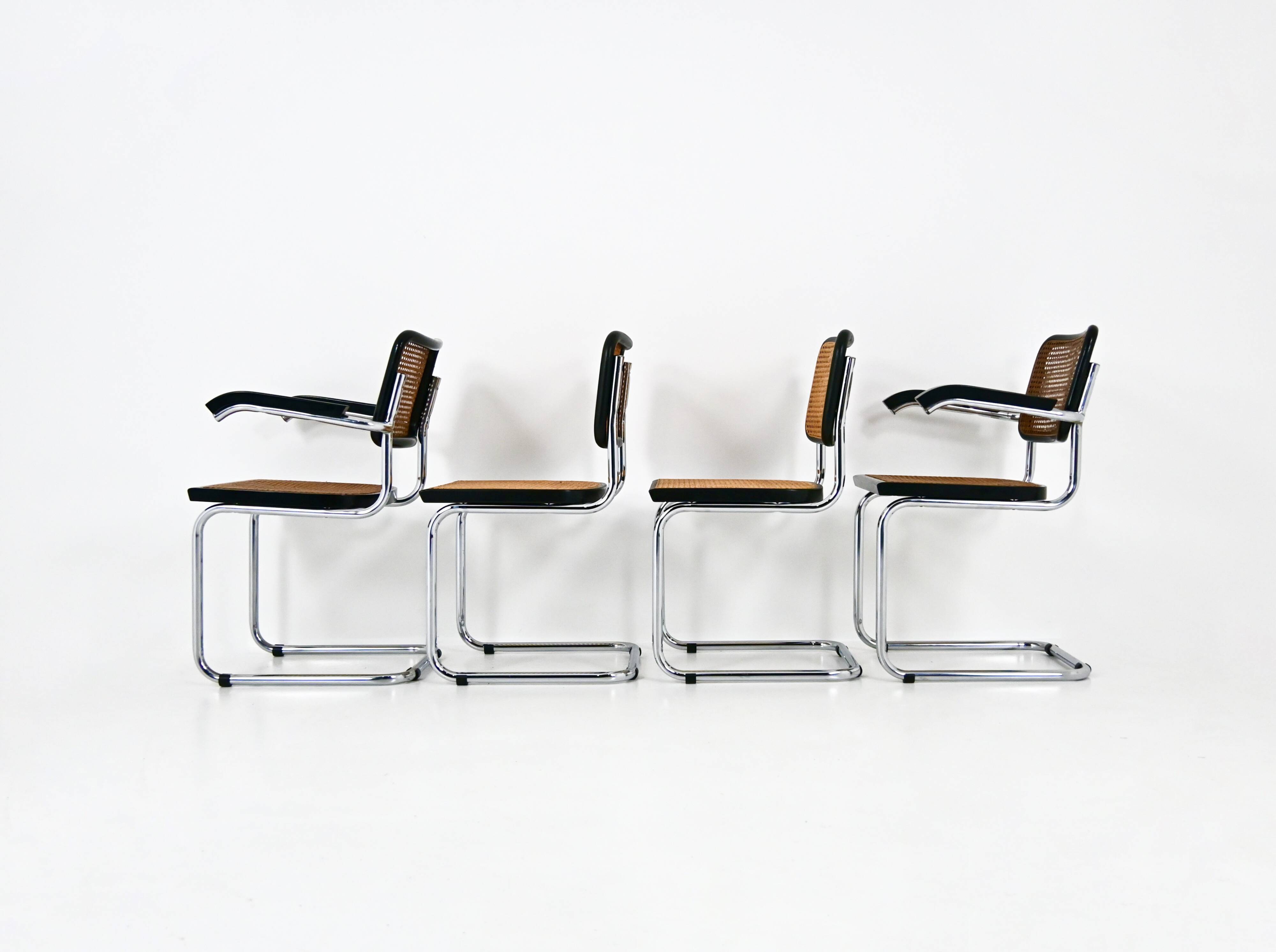 Set of 4 Dining Chairs Style B32 by Marcel Breuer