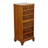 Vintage Chest of Drawers Burton Reproductions Burl Wood Veneer 116cm