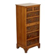 Vintage Chest of Drawers Burton Reproductions Burl Wood Veneer 116cm