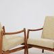 Pair of Scandinavian modern longue chairs green nebula 1970s