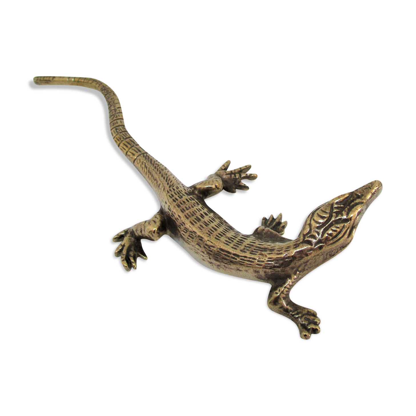 solid brass lizard gilded bronze 70s