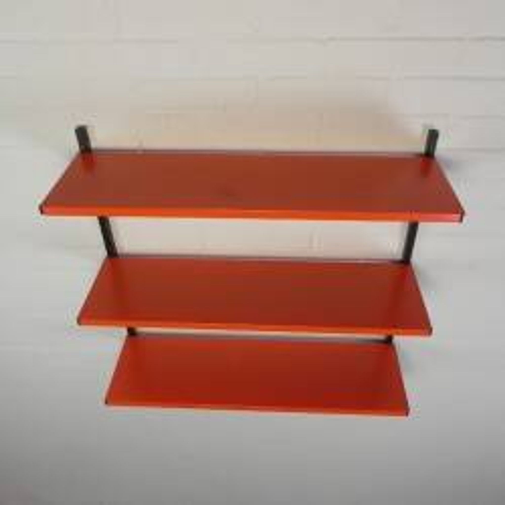 Tomado Holland - A. Dekker wall shelf, orange and black, 1970s