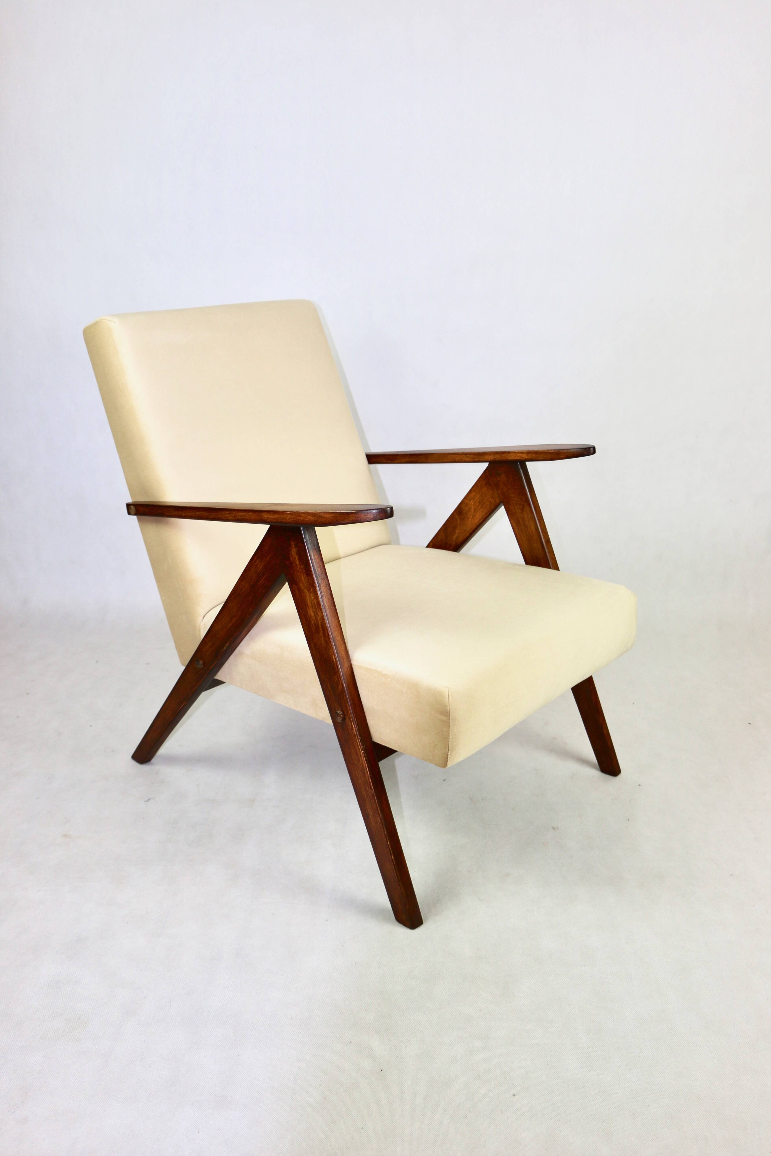 Vintage B-310 VAR armchair in light brown beige velvet - 2 pieces available