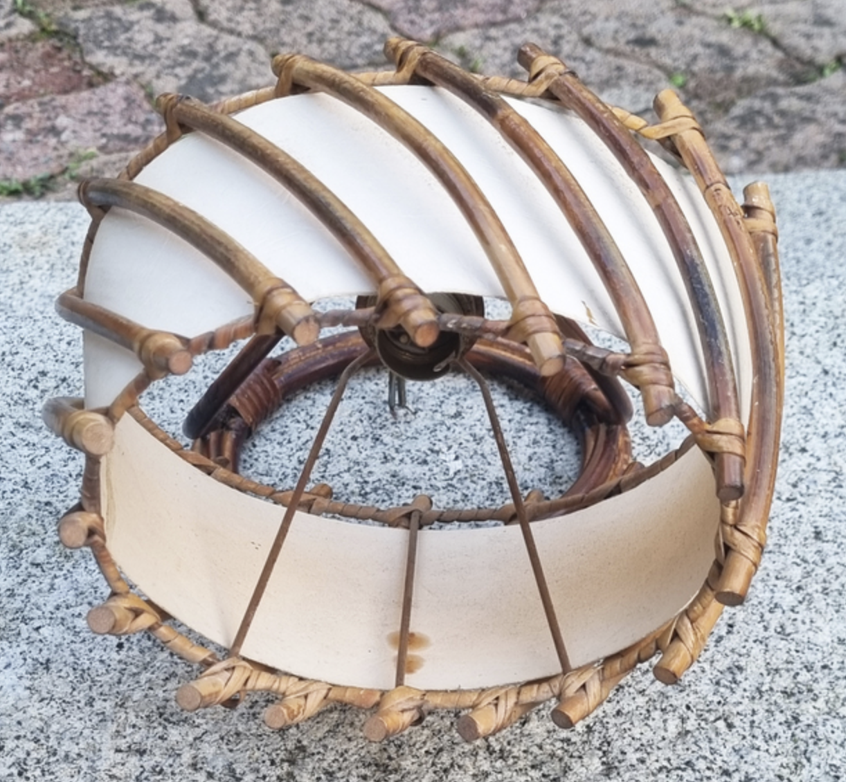 Pair of rattan bamboo sconces,  vintage, 60s