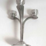 3-light solid stainless steel chandelier Height 22.5 cm Late 1960s