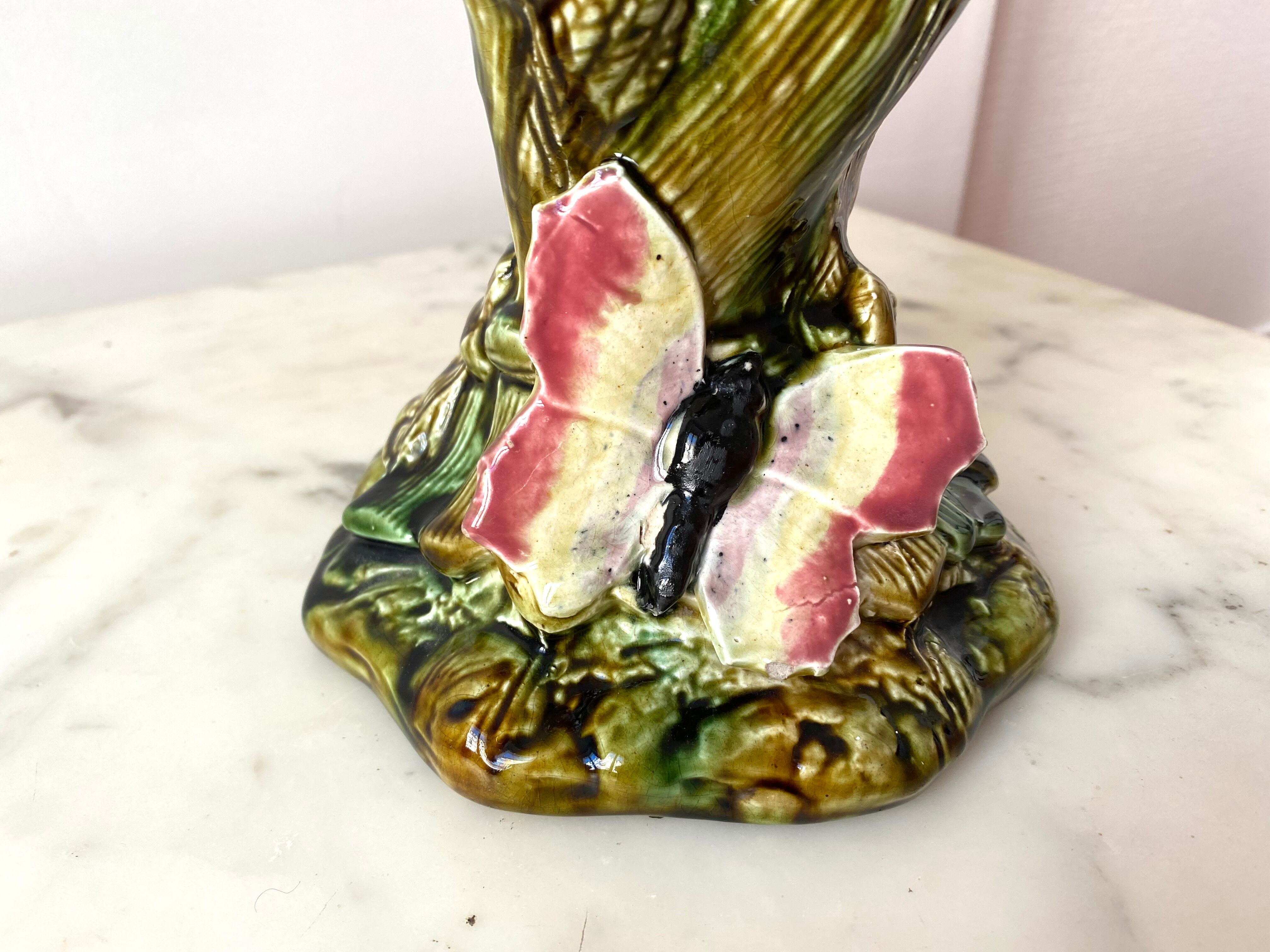 Slip vase majolica sheaves of wheat 30s vintage