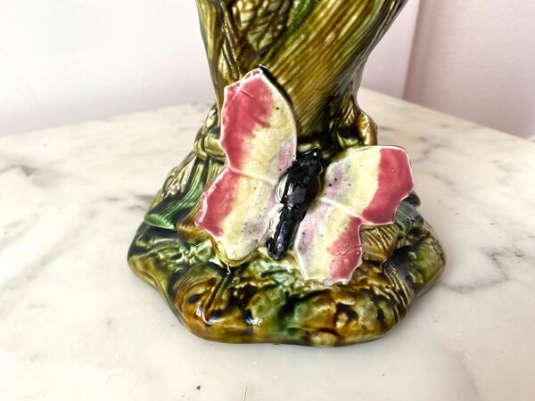 Vase en barbotine majolica gerbes de blé années 30 vintage