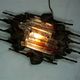 Large brutalist iron & ice Murano glass sconce / wall lamp, 1960s