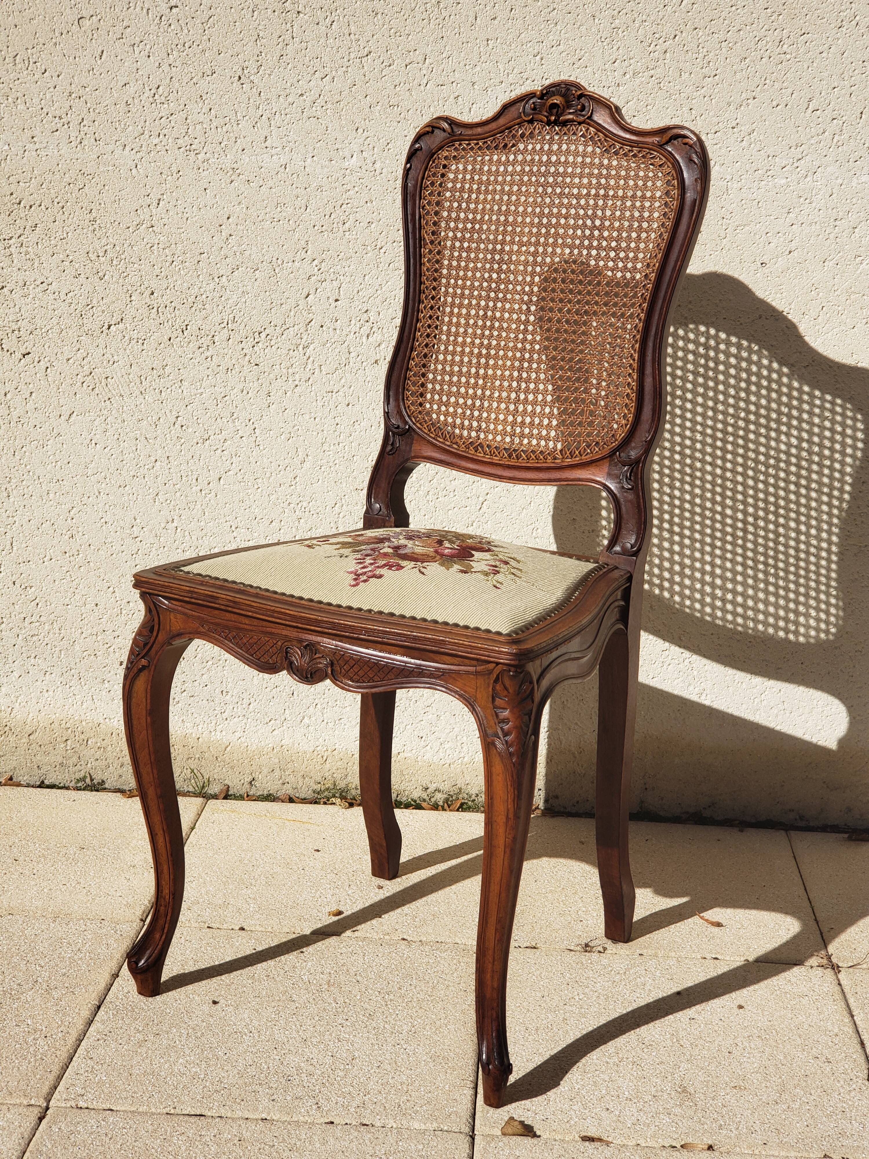 Antique Louis XV style walnut chair