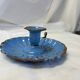 Blue enameled candle holder