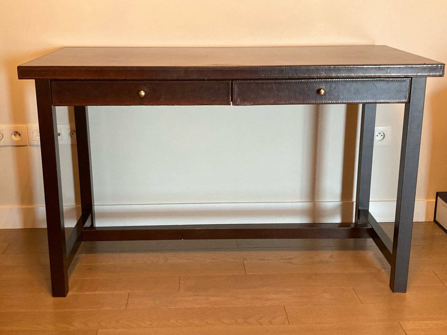 Bureau italien bois et cuir