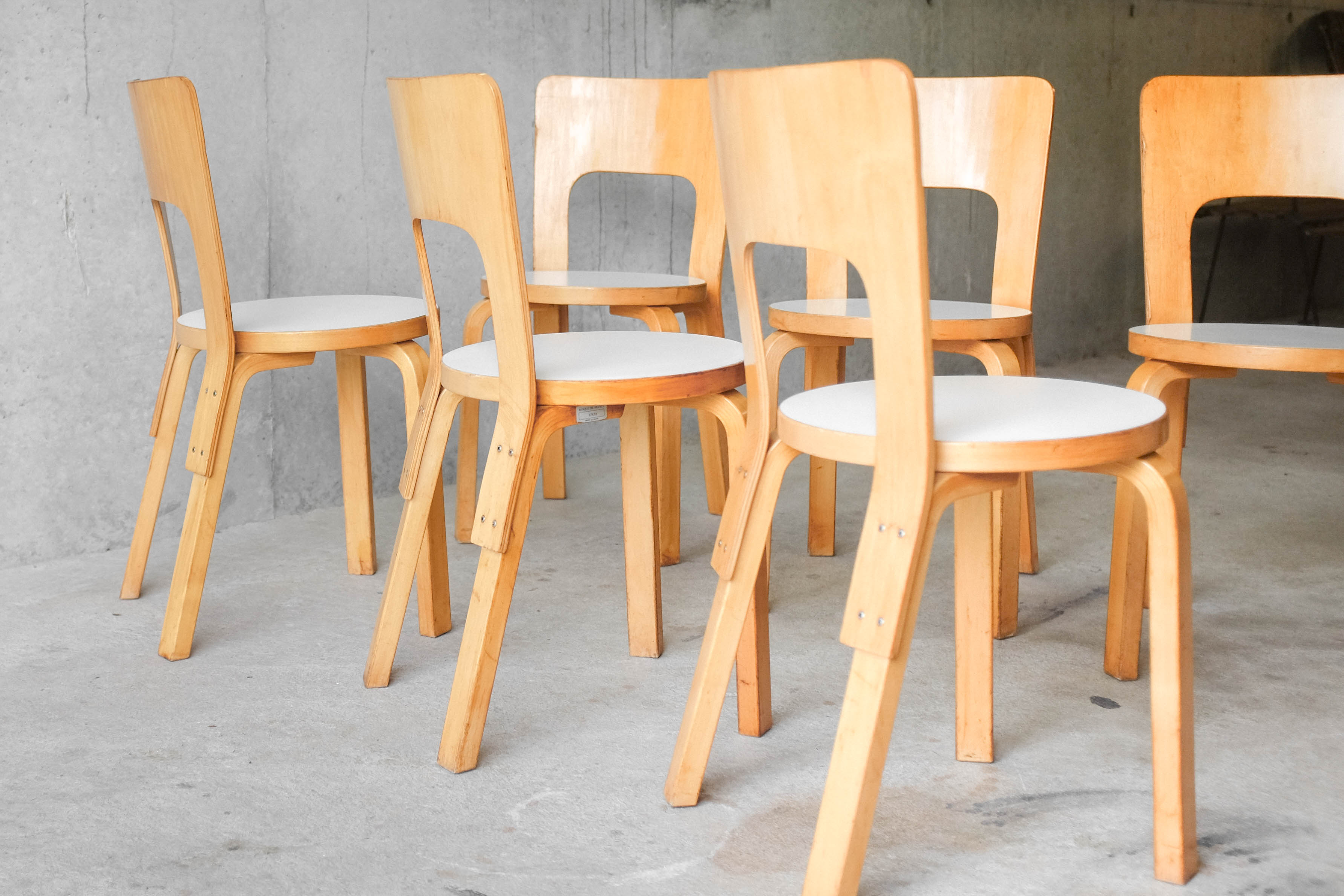 Set of 6 chairs model 66 by Alvar Aalto for Artek