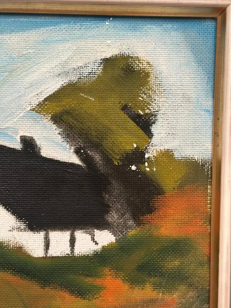 Original Swedish Oil on Panel – “Landscape with Farm” by Louis Zelig – Signed – Vintage & Framed – 78 × 39 cm (30.7" × 15.4")