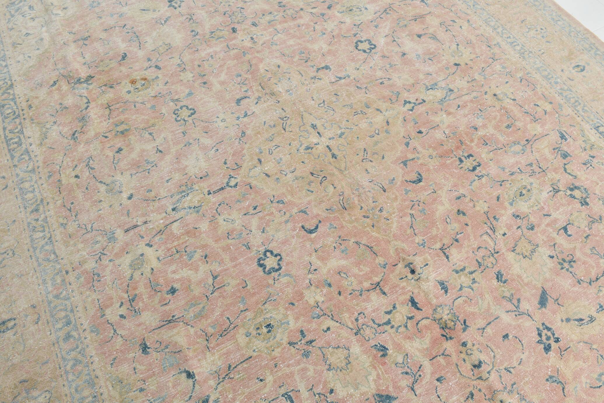 Large Pastel Pink Persian Floral Carpet, 294x382Cm