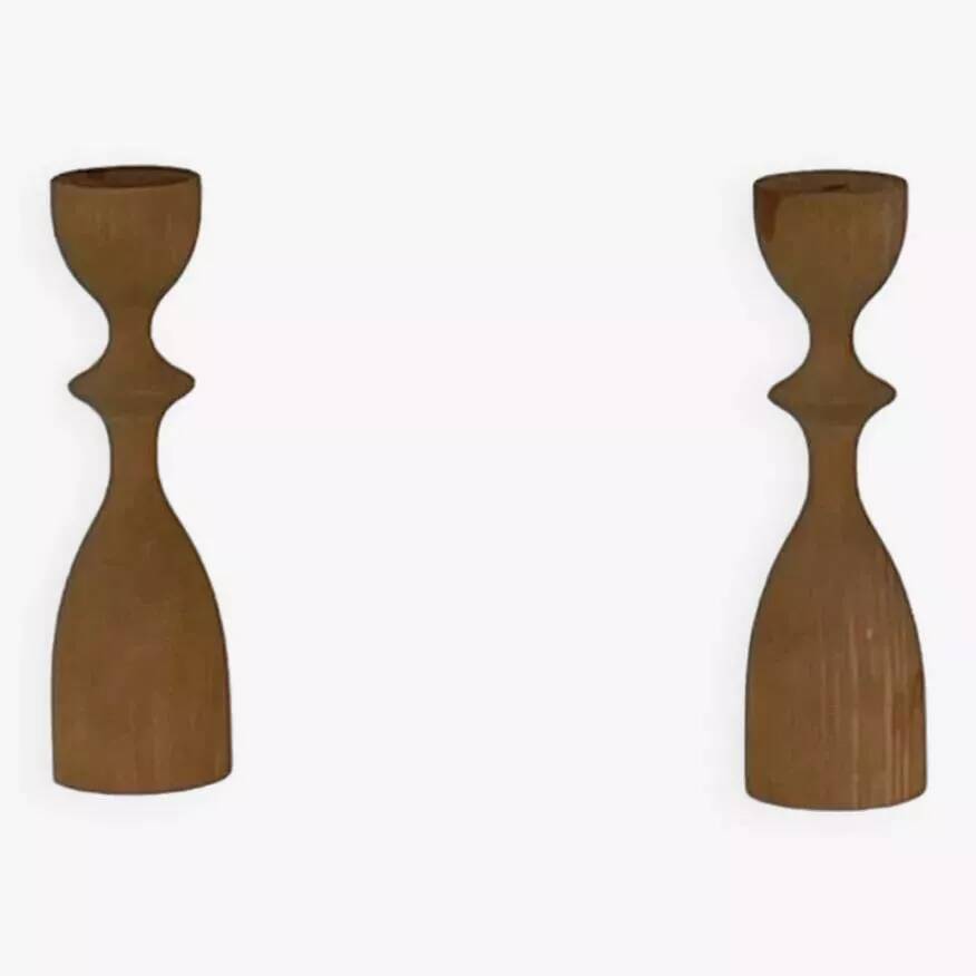 Pair of vintage wooden candlesticks