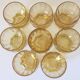 8 old amber-cut glass glasses