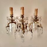 3 Bronze and crystal light wall sconce, late 19th century