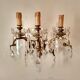 3 Bronze and crystal light wall sconce, late 19th century