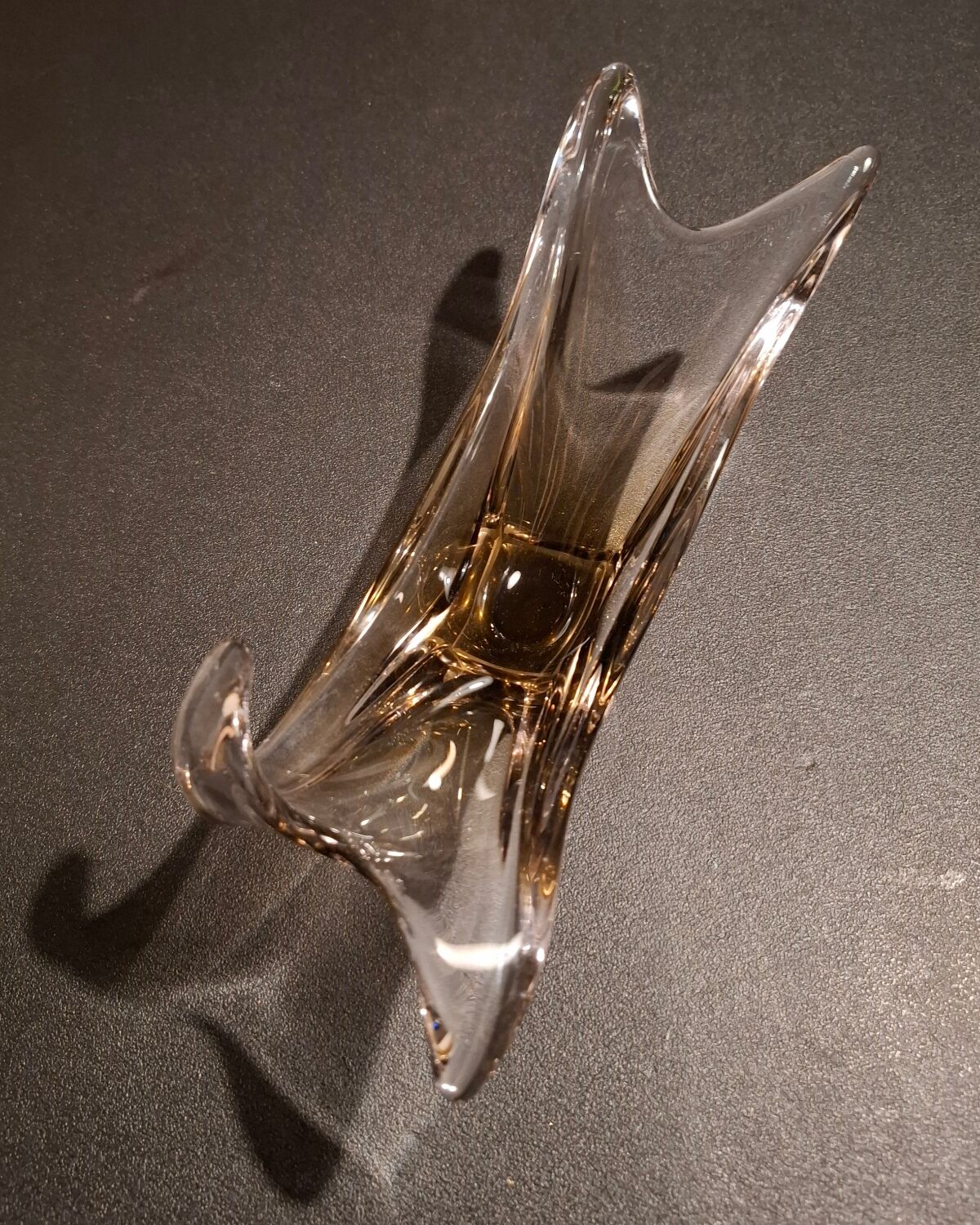 Smoked glass catchall from the seventies.