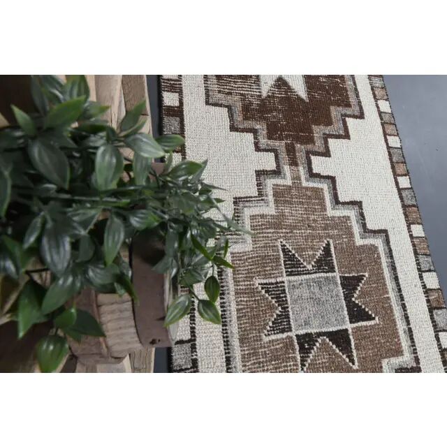 Tapis couloir en laine Oushak turc vintage des années 1970, 97x323.