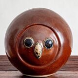 Glazed stoneware owl head, 1950s-60s