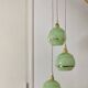 Vintage art deco triple globe pendant light in mint and gold glass