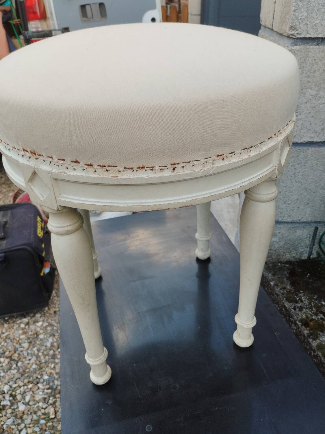 Antique Louis XVI style pouf stool