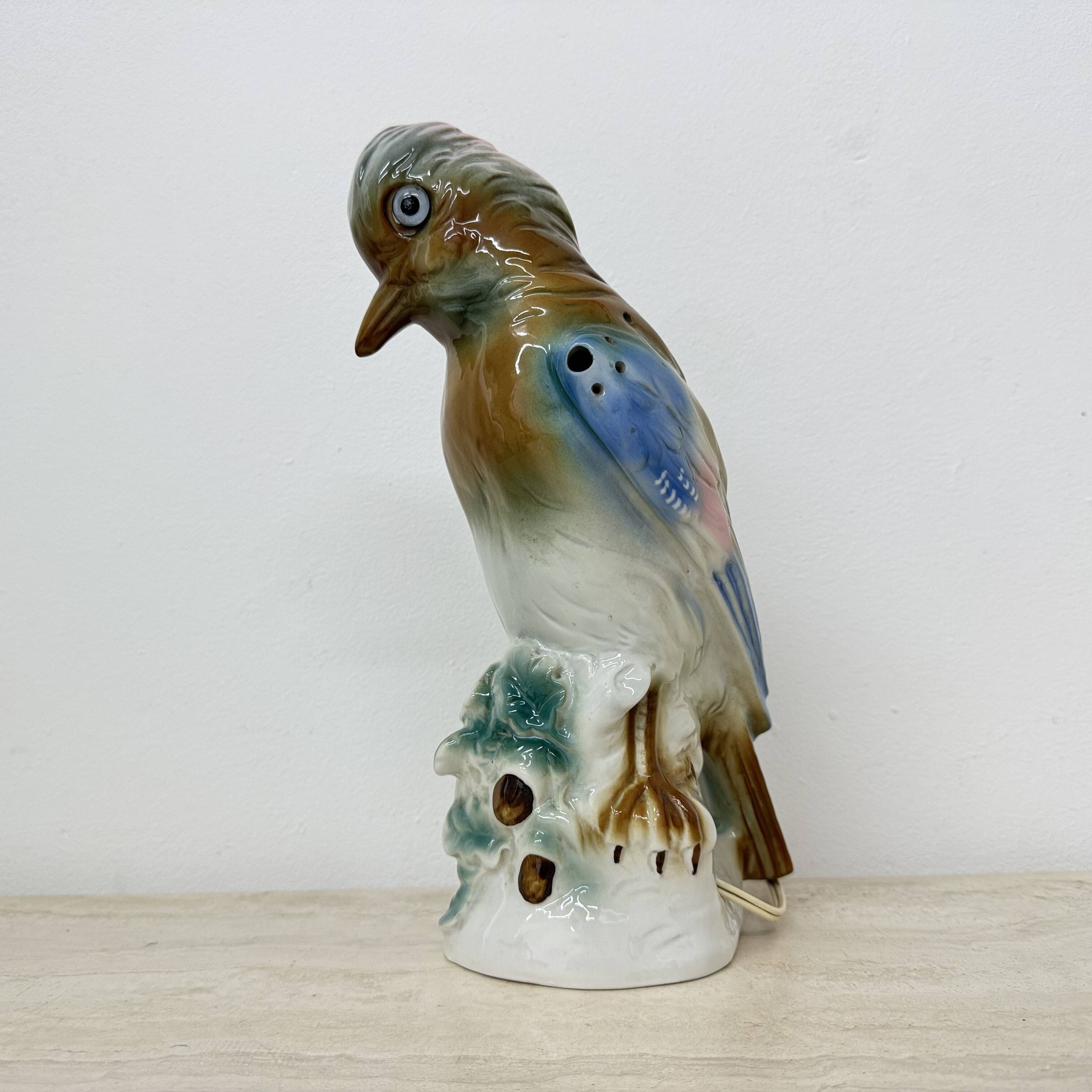 Vintage porcelain Parfume lamp bird , 1950s