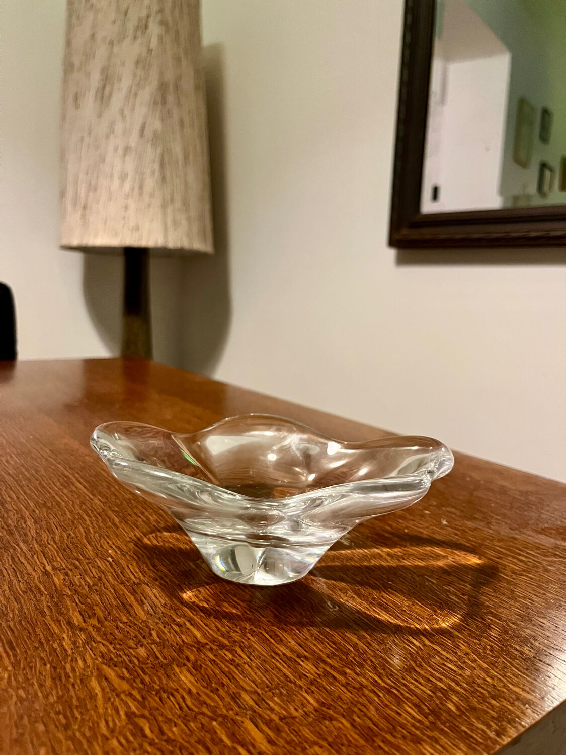 Crystal trinket tray signed Daum France