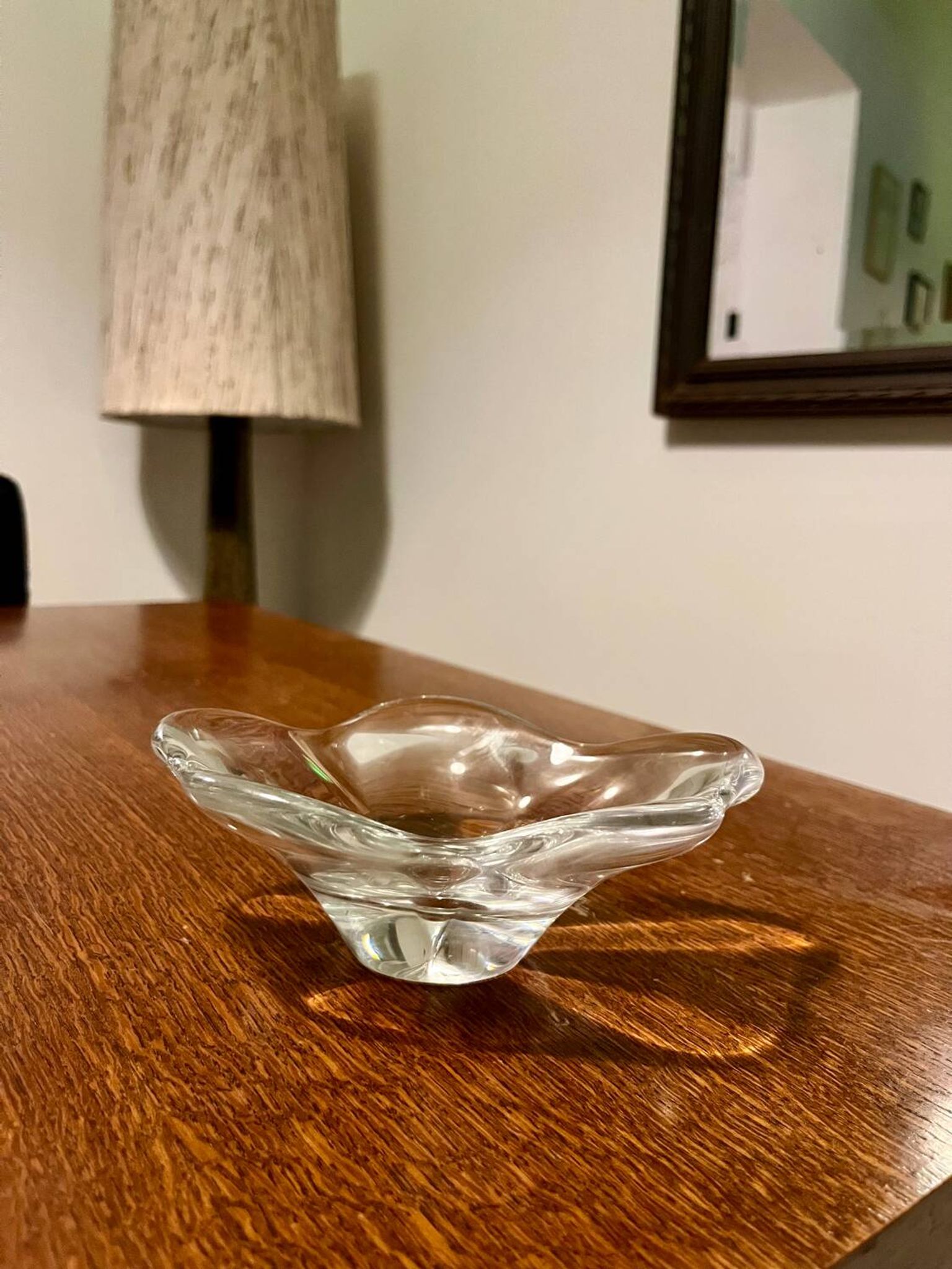 Crystal trinket tray signed Daum France