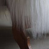 Pair of Scandinavian armchairs in oak and long-haired Icelandic sheepskin by Henning Kjærnulf, 1950.