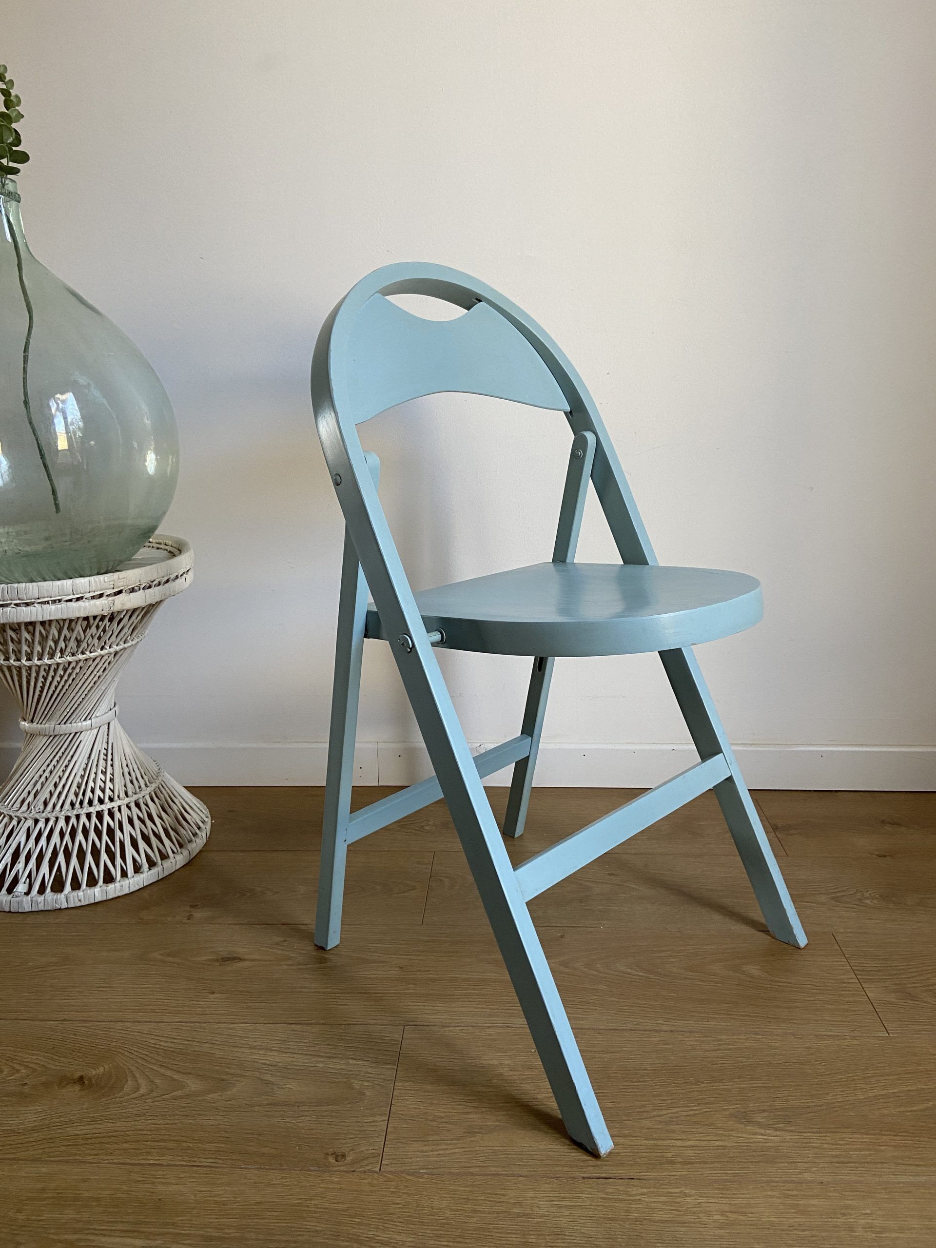 Set of 3 folding chairs b751 blue thonet edition radomsko poland