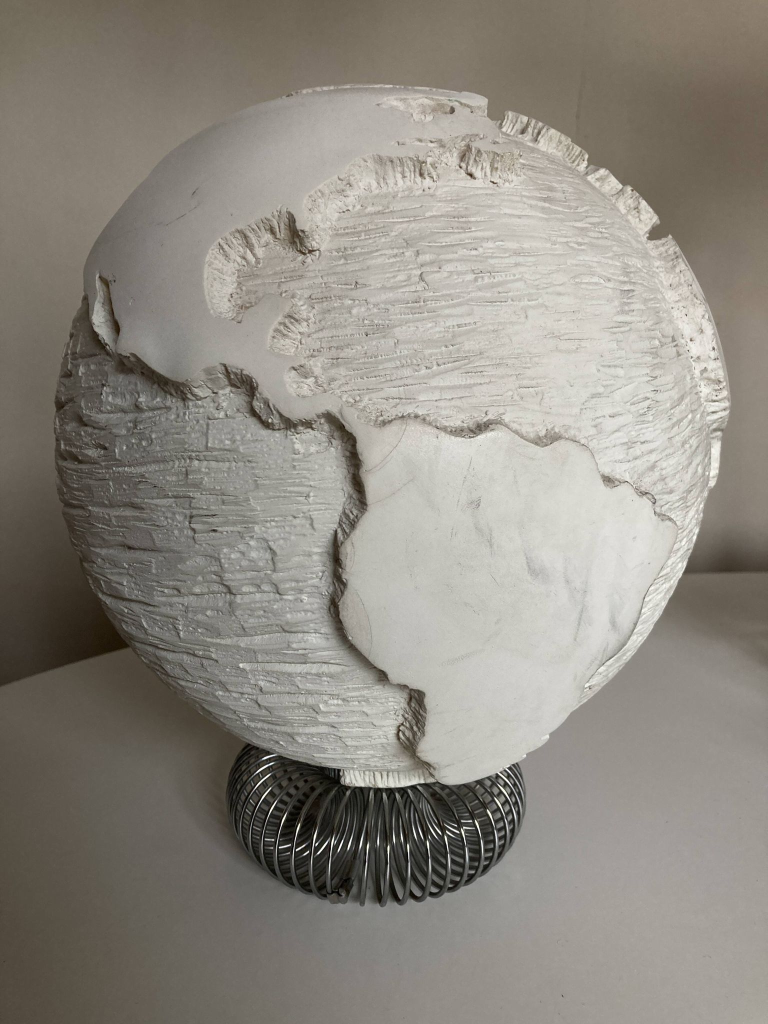 Space Age plaster globe in relief 1960 XXL