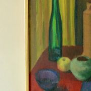 Oil on Swedish canvas "Still Life 'Bottles and Apples', Hugo Olson"