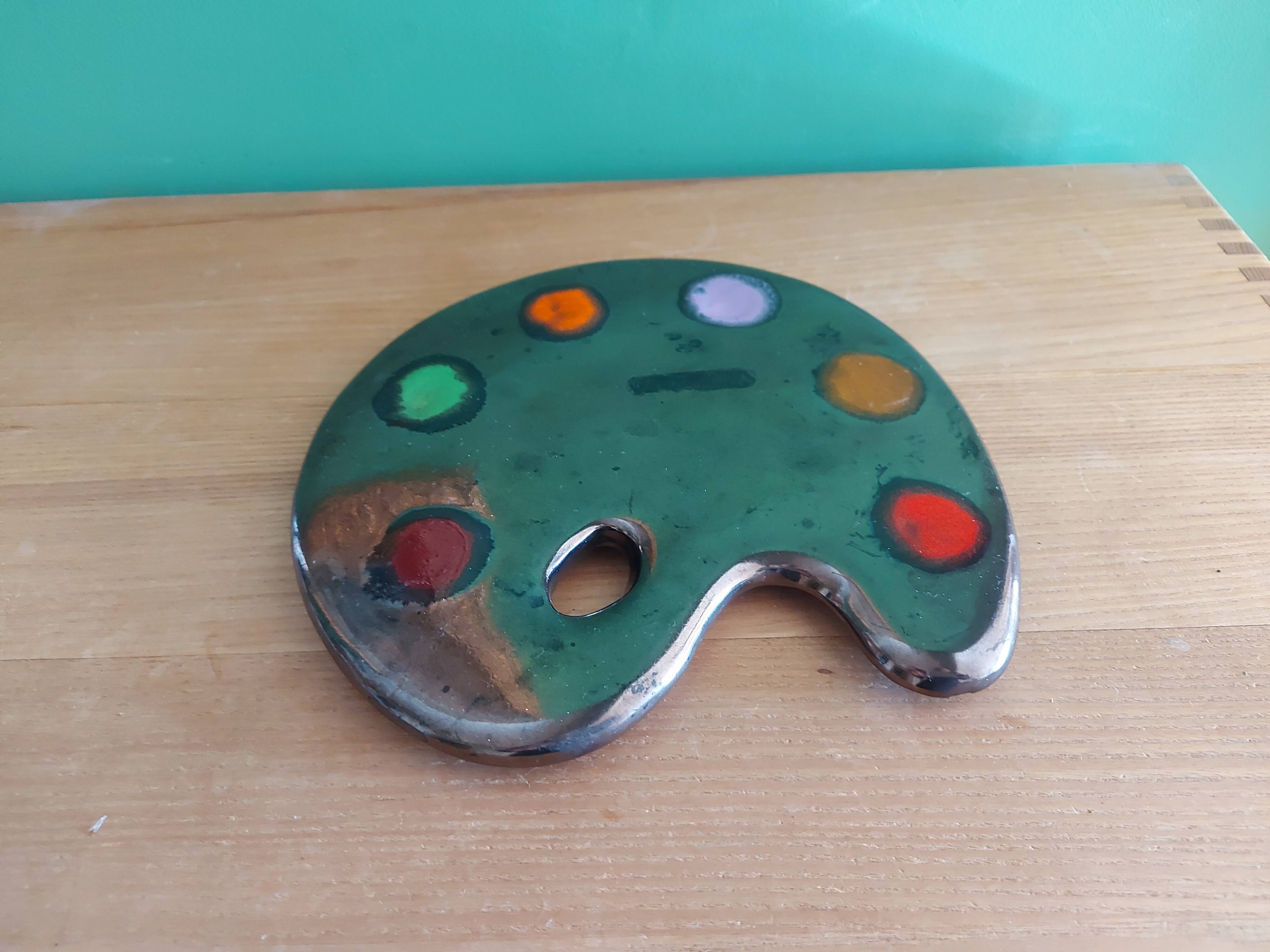 Dessous de plat en céramique vintage en forme de palette de peinture
