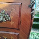 Louis xv style marble top marquetry chest of drawers