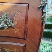 Louis xv style marble top marquetry chest of drawers
