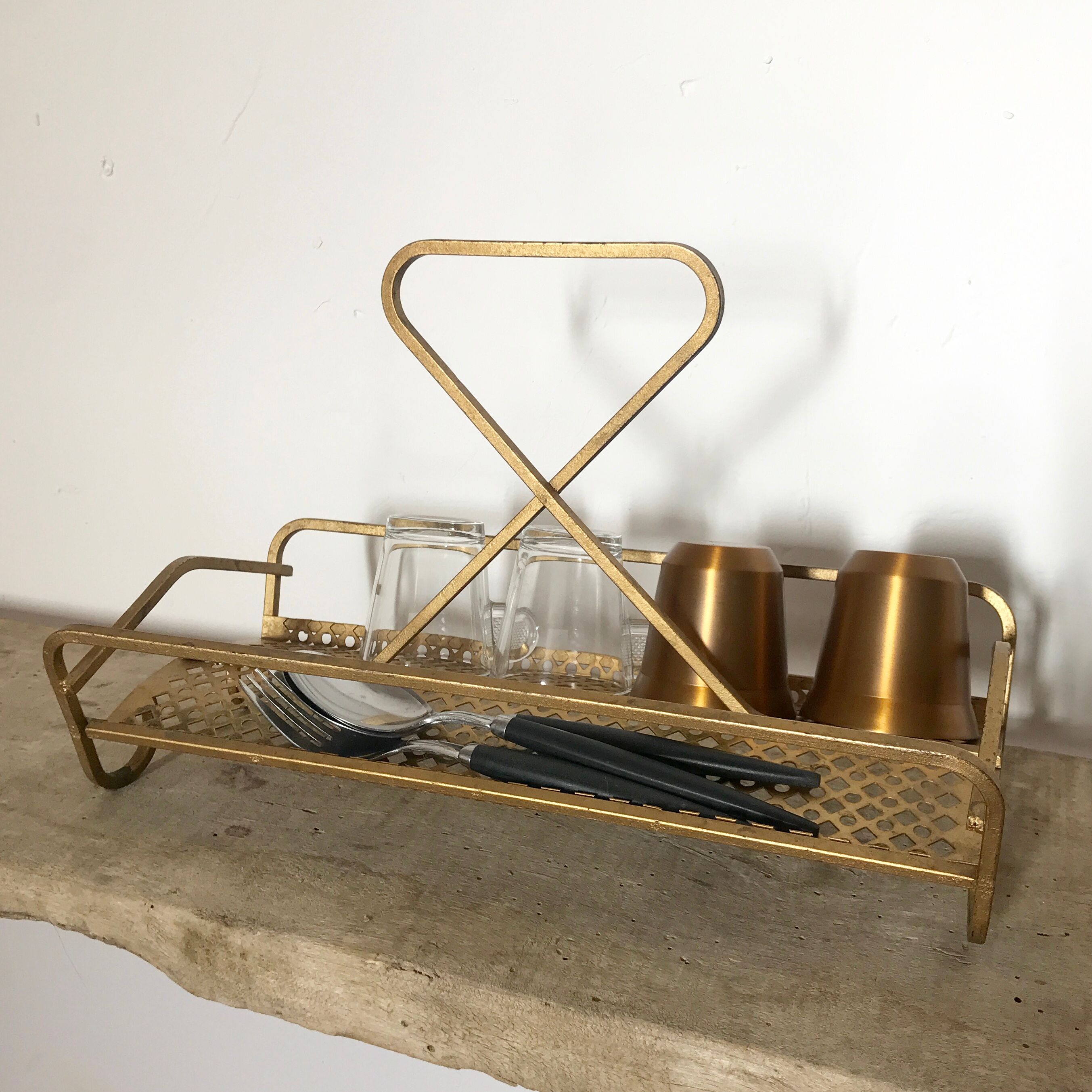 Serveur porte tasses en laiton