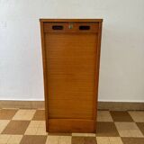 1960s wooden curtain filing cabinet