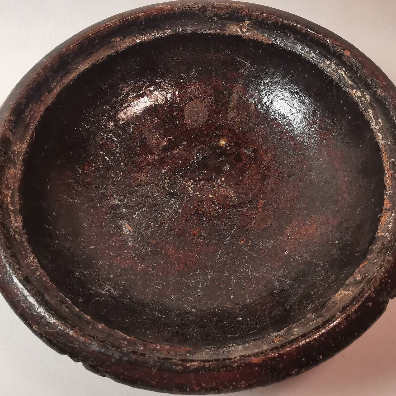 ancient tagine couscous dish hand made clay pottery silver inlays