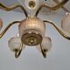 1960s Czech Mid-Century Brass and Železný Brod Frosted Glass Six-Arm Chandelier