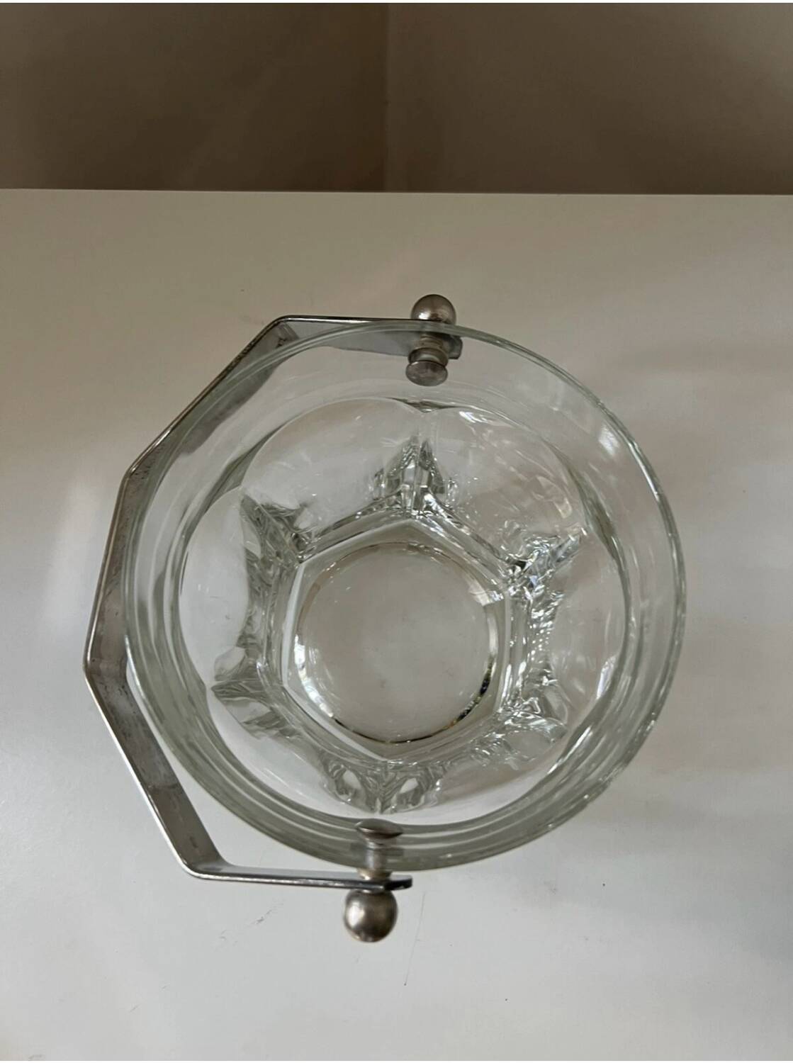 Vintage Italian crystal and silver metal ice bucket