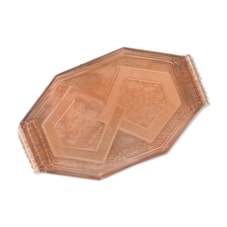 Plateau en verre rose