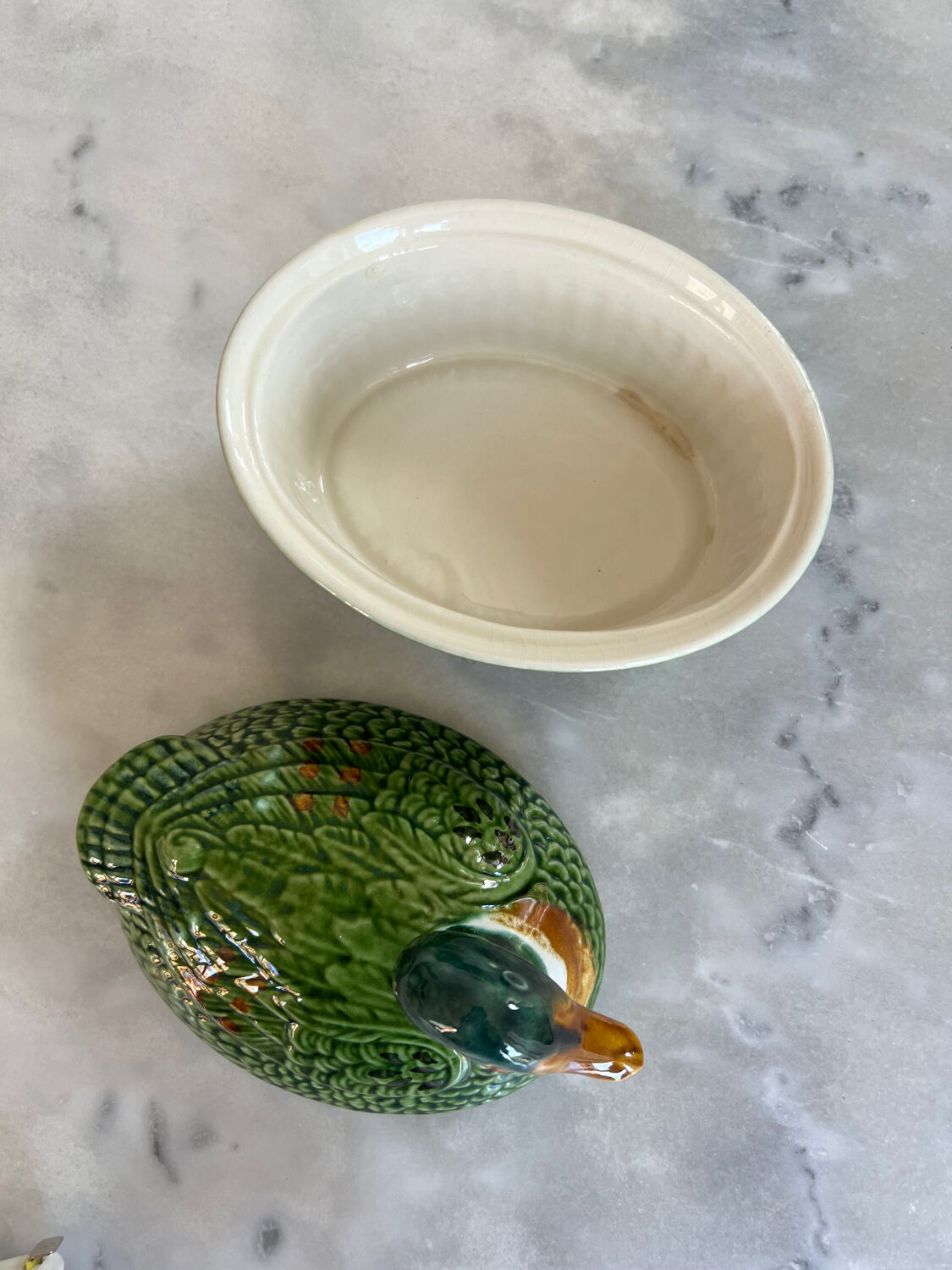 Duck terrine in zoomorphic slip