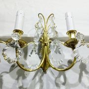2-light bronze and crystal wall lamp